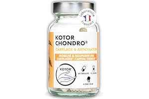 KOTOR PHARMA KOTOR CHONDRO | Régénère les Cartilages | Glucosamine + Chondroïtine Marine + Ortie + Manganèse + Vitamine C | Mobilité & Souplesse | 60 Gélules | Fabriqué en France
