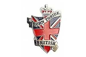 LAOSEP Metal Enamel Pin Badge Born To Ride British Biker Union Jack Flag Shield Brit Bike Bulidog Motorcycle Motorbike by Mainly Metal