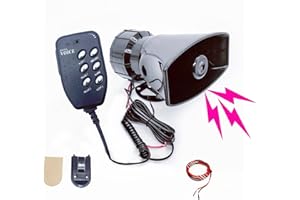 YIYIDA Alarm Horn Siren Police Sound 6 Tones 12V Electric Horn Air Horn Easy installation 135db Siren Horn Adjustable volume black Car siren Horn Speaker Car Horn for 12V Car ship lorry Boat etc