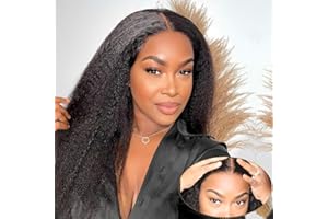 YAVIDA Wear and Go Glueless Wigs Human Hair Pre Plucked Pre Cut Yaki 4x4 HD Lace Closure Wigs Human Hair No Glue Straight Human Hair Wig for Beginners Natural Black 150% Density 16 Inch