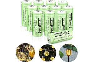 Henreepow 2/3AAA Solar Battery, 2/3AAA 400mAh High Capacity Ni-MH Battery, 2/3AAA 1.2v Low Self-Discharge Rechargeable Battery for Outdoor Solar Lights. (2/3AAA 400mAh 12 pack)