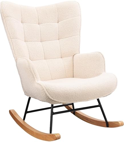 Schommelstoel, schommelstoel, accentstoel, relaxfauteuil van Berberfleece