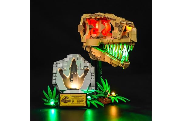 BrickBling Kit d'Éclairage LED pour Lego 76964 Dinosaur Fossils : T. Rex Skull - Éclairage Décoratif pour Crâne de T. Rex, Jouet Créatif (Pas de Lego Inclus)