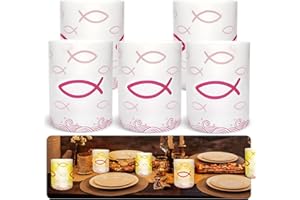 JIASHA 16 Stück Windlicht Fisch Deko, Windlichter Fisch Lichthülle Teelichter Taufe Kommunion Konfirmation Deko Tischdeko für Junge und Mädchen, für Teelicht und Kerzen (Rosa)