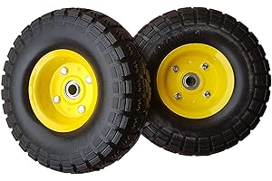 2 x FROSAL PU Bollerwagen Ø 260 mm 4.10/3.50-4 | Sackkarrenrad | Ersatzrad Reifen Sackkarre | Achse 16 mm | Rad pannensicher mit Kugellager | Stahlfelge Gelb