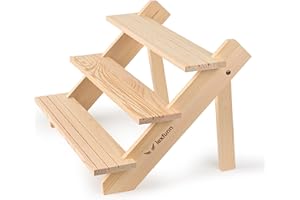 LEXFUNN Wooden Jewellery Display Rack Stand Earring Stall Stand Organizer Shelf 3/4 Tier (3 Tier)