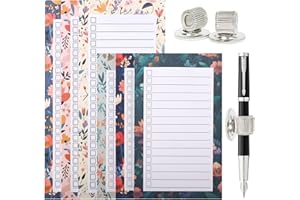 bssmmai 6 magnetycznych notesów, 2 uchwyty na długopisy, 50 kartek/sztuka, magnetyczna lista zakupów, na lodówkę, bloki do zrobienia, notatniki