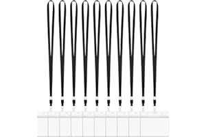 Vicloon Funda Tarjeta Identificación, 10pcs Funda de Tarjeta con Cordón de Cuello, Horizontal Badge Titulares Trasparente PVC, Impermeable, Adecuado para Negocios, Empresa, Estudiante