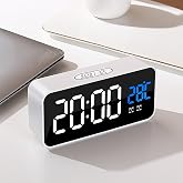 Digital Alarm Clock, LED Display Smart Alarm Clock with Temperature, 2 Alarm, Snooze, 4 Brightness Adjustable Function, Volum