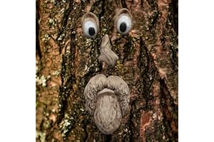 BTMIEY 3D stary człowiek drzewo twarz podwórko artystyczne dekoracje, zabawna twarz starca rzeźba kapryśna drzewo twarz ogród dekoracja (A)