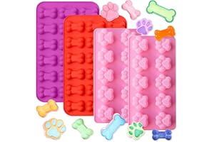 WEICLIANHP 4 Tapis de Cuisson en Silicone Antiadhésive Sans BPA pour Friandises Maison pour Chien – Moule Réutilisable pour Biscuits, Chocolat, Glaces, Bonbons (Lot de 4)