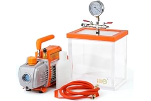 BACOENG 7,6L Vakuumkammer mit 3,0CFM Einstufige Vakuumpumpe Unterdruckpumpe mit Manometer HVAC