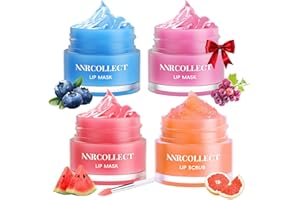 ‎ANRCOLLECT ANRCOLLECT Lippenmaske+ Lip scrub, Lippenpeeling, 4P Lippenpflege Set Mit 3 Lip Sleeping Mask, Lippenmaske Overnight, Lippenbalsam Set FÜR Trockene, Spröde, Rissige Lippen, Feine Linien & Falten