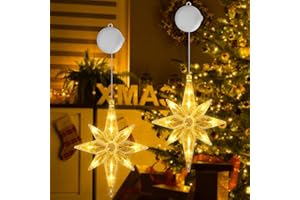 OUILA Weihnachtsbeleuchtung Fenster, LED Bethlehem Stern mit Saugnäpfe & Timer Weihnachtsdeko Lichter Lichterkett Fenster Innen Batteriebetrieben Fensterlichter Weihnachten Sterne Weihnacht(Warmweiß)