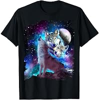 T-shirt Premium Indian Squaw Avec Loup - Recto Verso Sérigraphie - Taille XXL Noir