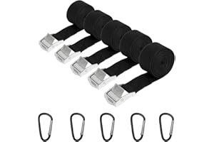 Sheryl&Rain Spanngurt Befestigungsgurt,5 Stück 25mm×1.5m Spanngurte Zurrgurt kurz Schwarz mit 5 Stück Karabinerhaken,Zurrgurte mit Ratsche Verstellbare für Auto Fahrrad Motorrad Gepäck Camping