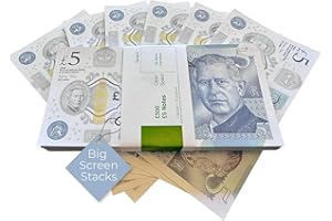 BIG SCREEN STACKS | Prop Money for Films and TV - 100 Notes of New King Charles £5 | Fake Money for Content Creation | Realistic UK Money £500 | Fake Pounds for Movies, Photography, and Display Props