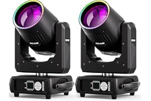 YESPICK 2 pezzi Teste Mobili LED 295W Beam Mini illuminazione di scena 14 Colori 14 Gobos Prisma nebulizzazione Focus Luci Palcoscenico per DJ Discoteca Natale Club Spettacolo Bar Festa