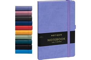 NOTIQUE Dot Carnet de notes à couverture rigide, avec élastique et porte-stylo, 13 x 21 cm, 192 pages (violet, à pois)