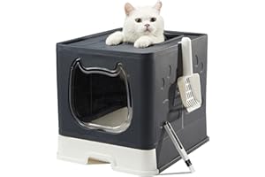 Pawsayes Cassetta igienica per gatti, toilette per gatti chiusa grande pieghevole con Coperchio, lettiera chiusa per gatti lettiera per gatti con pala Vassoio Estraibile Nero