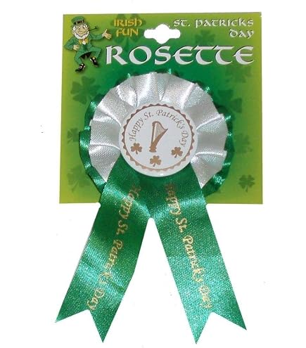 St. Patrick’s Day Rosette Abzeichen – Grün-weiß-gold Mit Kleeblatt, Perfekt Für Kostüme & Party-Deko