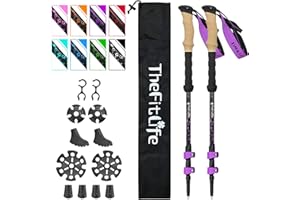 TheFitLife Carbon Fibre Trekking Poles - Collapsible and Telescopic Walking Poles, Ultra Light, Extendable, Best Walking Sticks for Traveling Camping Hiking Mountaineering