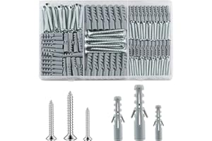 HUANGXINYU 230 Pièces Kit Vis et Chevilles Murales (115 x Ancrage d'expansion, 115 x Vis Fixation Murale en Béton), Visser Autoperceuses Autotaraudeuses et Chevilles pour Maçonnerie Brique