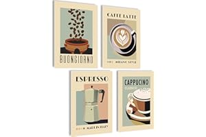mojoliving Poster da caffè, immagine da parete per la cucina, poster estetico, decorazione da cucina, vintage, per soggiorno, cucina (Aesthetic caffè, 4 x A4, senza cornice)