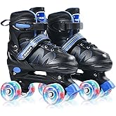 ERNAN Roller Skates 4 Wheels, 4 Adjustable Sizes with Glow in the Dark Wheels, Roller Skates for Children, Roller Skates Girl