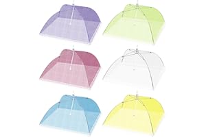 Aimeke 6 Pezzi Coprivivande a Rete Pieghevole 33 × 33 cm Copertura Alimentare Pieghevoli Copertura Antimosche per Alimenti per Frutta BBQ Picnic (6 Colori)