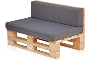 PALETS TALAVERA Conjunto Sofa DE PALETS + Set Cojines (Asiento + Respaldo) (120X60, Gris Transpirable)