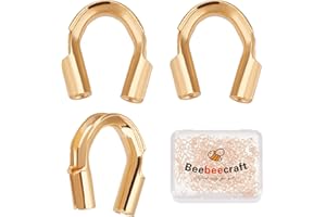 Beebeecraft 1 boîte 300 pièces Fil Guardian en Laiton Plaqué Or 18K en Forme de U Boucles de Protection en Fil Protecteur de Fil pour la Fabrication de Bijoux Boucles d'oreilles(Trou : 0.6 mm)