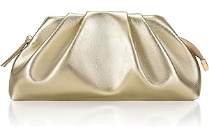 Milisente Damen Clutch Cloud Pleated Abendtasche Elegante Tasche Klein Handtasche PU Leder Schultertasche für Hochzeit mit Reißverschluss