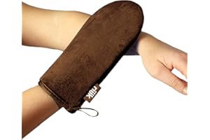 ‎RIIJK Bräunungshandschuh für Selbstbräuner und Peeling, doppelseitig verwendbar und sehr weich, easy waschbar | Selbstbräuner Handschuhe für Gesicht und Körper