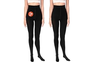 Leamel 2 Pairs Fleece Lined Thermal Tights Thick Warm Winter Cozy Tights for Women Brushed Inside Extra Warm