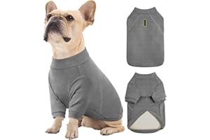 Kuoser Dog Sweatshirt Grey M, Comfortable Fleece Dog Jumper with Front Legs, Stretchy Warm Sweater Pullover Clothes for Medium Dogs