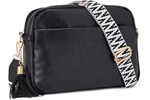 Vividora PU Leder Crossbody Bag Damen,Moderne Mittelgroß Umhängetasche Handtasche mit Abnehmbar Breitem Schultergurt Handytasche Zum Umhängen