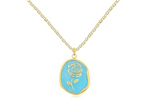Tobestu Elegant Stainless Steel Rose Enamel Pendant Necklace Versatile and Minimalist for Women YA4317