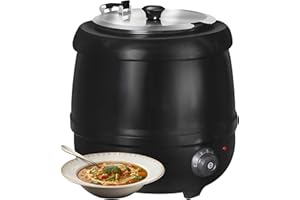 EASYROSE Commercial Soup Warmer & Food Heater, 10L 400W Buffet Warmer with Hinged Lid, Detachable Pot, Adjustable Thermostat (30-85°C), 304 Stainless Steel for Catering, Events & Home Use