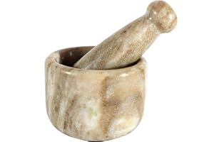 KLEO Marble Stone Mortar and Pestle Set as Spices Okhli Musal Kharad Khallad, Medicine Crusher – 2.5" Diameter Small…
