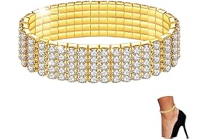 Kucheed Tobillera de Diamantes Centelleantes para Mujer, Pulseras de Tobillo de Plata con Cristales Elásticos, Tobillo de Joyería de Pie, Tobillera de Tenis Nupcial Brillante