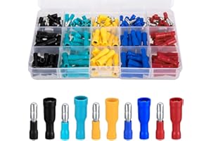 woshilaoDS 200 Pcs Bullet Butt Connectors, Electrical Connectors, Insulated Quick Splice Male and Female Electrical Crimp Terminals, 22-16 AWG Wire Terminal Connectors