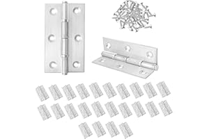 WEEGOO 24 Pieces Internal Door Hinges 3inch Stainless Steel Door Hinge with 144 Pcs Screws, Ball Bearing Hinges Folding Butt Hinges for Internal Doors