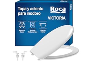 Roca Victoria - Tapa y asiento de Supralit para inodoro con bisagras acetálicas, tapadera de WC original con ajuste perfecto, recambio para tapa de váter resistente, blanco, A801B6600B