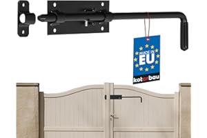 KOTARBAU® Pestillo de acero, 400 mm, Color Negro, Cerrojo para puertas de garaje, portones o cancelas, Recubrimiento en polvo, Pestillo con mango de goma, Cerradura