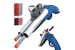 TOVOL ZERKY Double Barrel Shotgun Toy with 30 Soft Bullets and 12 Ejecting Shells, Shell Ejecting Toy Gun Foam Dart Blaster for Kids Ages 8-12