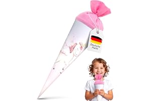 itenga Geschwister Schultüte 35cm mit Filzverschluss kleine Tüte Geschenkverpackung Einschulung Schulanfang (Motiv Einhorn)