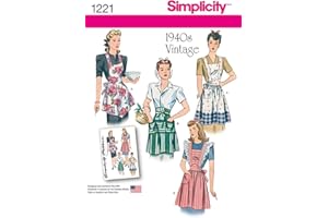 Simplicity 1221 Patrón de Costura para Delantales, tamaño S/M/L, Vintage, Multicolor