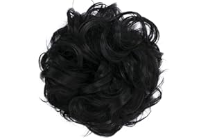 CAISHA Messy Scrunchie Bun Voluminous Wavy Hairpiece Heat-resistant Synthetic Fibres Black G1A