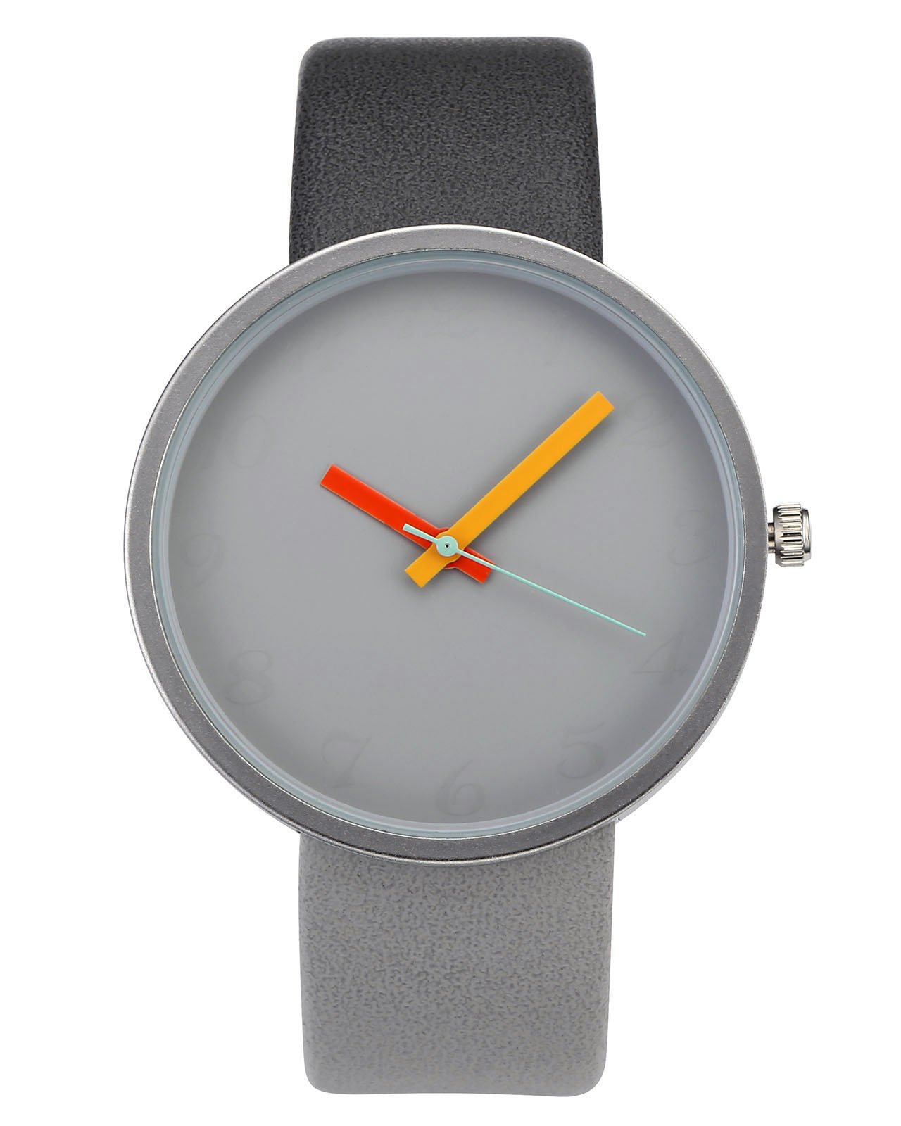 JSDDE-Fashion-Damen-Armbanduhr-Minimalist-Kontrastfarbe-Studentenuhr-PU-Lederarmband-Analog-Quarzuhr-Dunkl-Hell-Grau